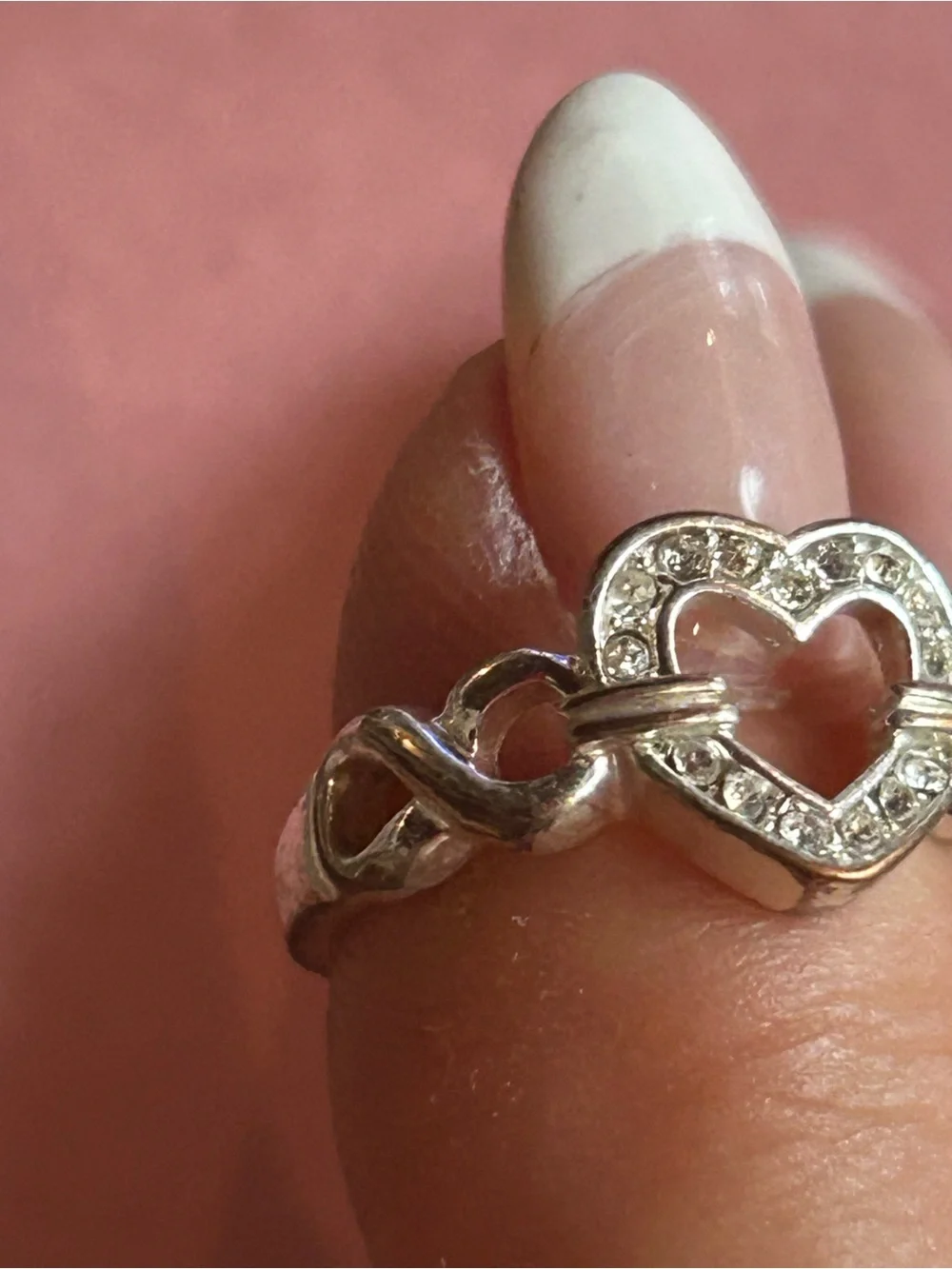 Vintage Avon Silver Tone Heart Ring. Size 7.